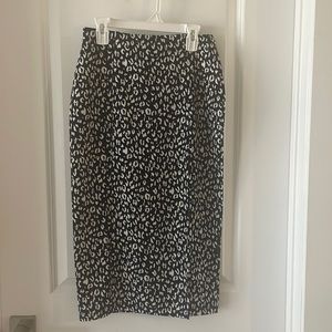 Leith - black and white cheetah print midi skirt